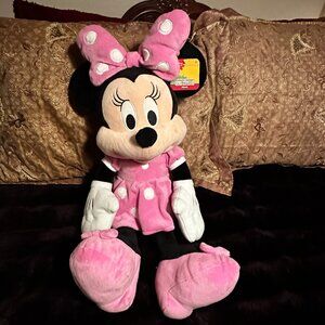 NEW! LARGE 26" DISNEY MINNIE MOUSE IN PINK POLKA DOT DRESS SO CUTE!